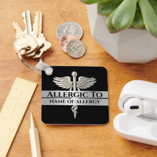 Allergie alert DIY allergisch voor ZILVER caduceus Sleutelhanger