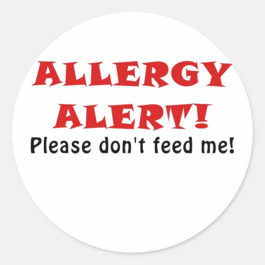 Allergie Alert Geef me geen eten Ronde Sticker (Voorkant)