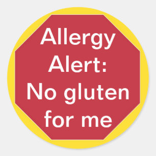 Allergie Alert: Geen gluten  tekst Ronde Sticker