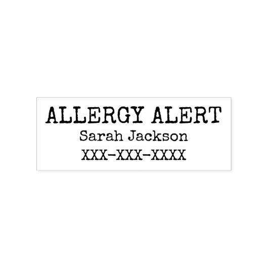 Allergie Alert Gepersonaliseerde Kinder Basic Rubberstempel (Afrduk)