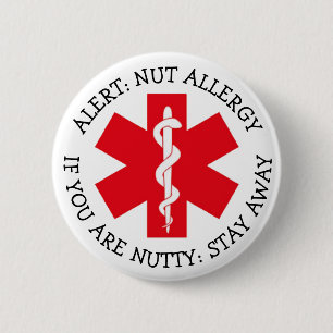 Allergie Alert Humor, notenallergie, blijf weg Ronde Button 5,7 Cm