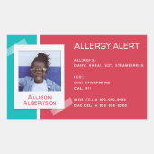 Allergie Alert Kinder Foto Medische Noodopvang Rechthoekige Sticker (Voorkant)