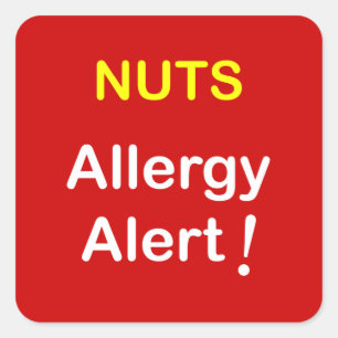 Allergie Alert - NUTS. Vierkante Sticker