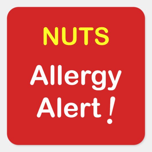 Allergie Alert - NUTS. Vierkante Sticker (Voorkant)