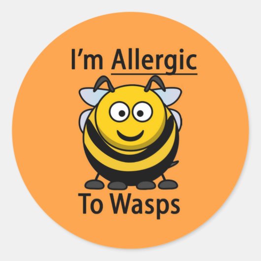 Allergie Alert sticker, wespen Ronde Sticker (Voorkant)