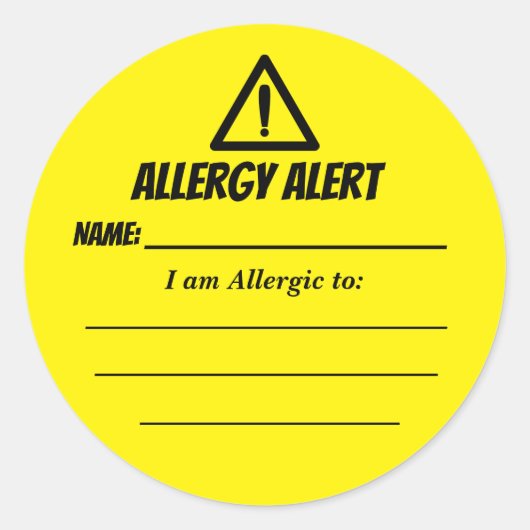 Allergie Alert Stickers voor Kinderopvang, Zondag  (Voorkant)
