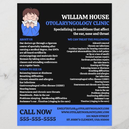 Allergie Design, Otolaryngoloog, Otolaryngologie Flyer (Voorkant)