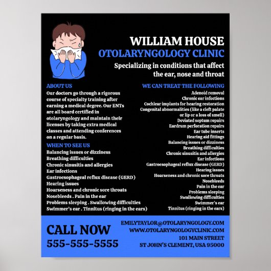 Allergie Design, Otolaryngoloog, Otolaryngologie Poster (Voorkant)