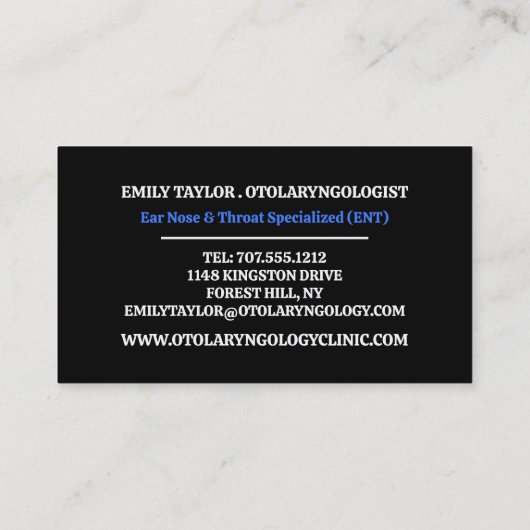 Allergie Design, Otolaryngoloog, Otolaryngologie Visitekaartje (Achterkant)