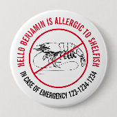 allergie-embleem voor schaaldieren ronde button 4,0 cm (Voorkant)