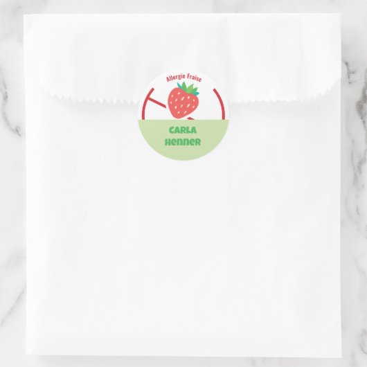 Allergie Fraise Ronde Sticker (Tas)