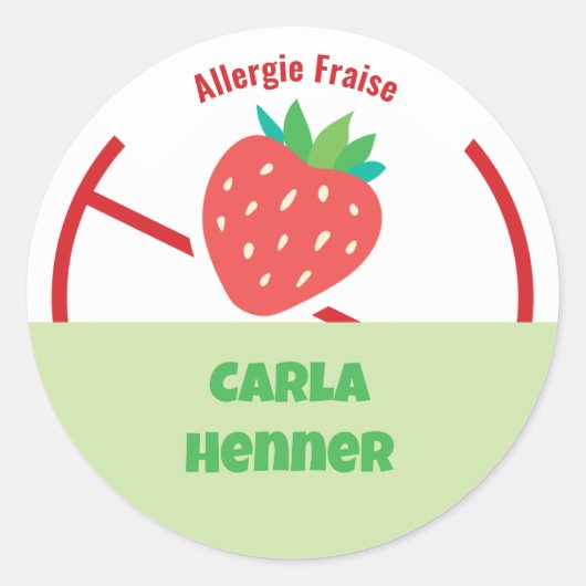 Allergie Fraise Ronde Sticker (Voorkant)