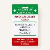 ALLERGIE in Hoesje van noodgevallen (d.w.z. Kaarta Badge (Voorkant)