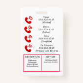 ALLERGIE in Hoesje van noodgevallen (d.w.z. Kaarta Badge (Achterkant)