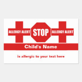 Allergie Medische Alert Aangepaste Sticker (Voorkant)