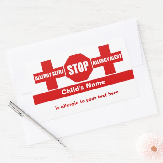 Allergie Medische Alert Aangepaste Sticker (Envelop)