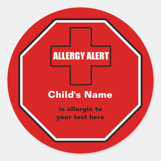 Allergie Medische Alert Custom Grote Sticker (Voorkant)
