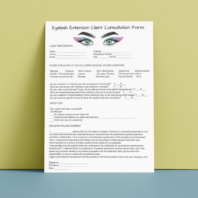 Allergie Patch Test Holograaf Wimper extensie Briefhoofd (Allergy Patch Test Holograph Eyelash Extension Letterhead)