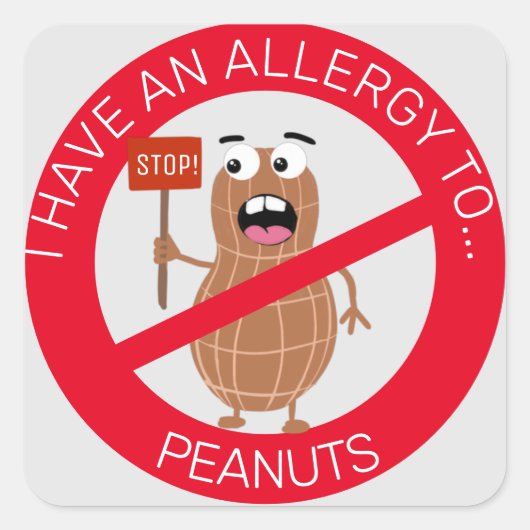 allergie voor pinda's vierkante sticker (Voorkant)