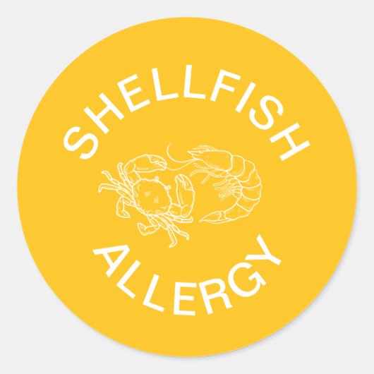 Allergie voor schaaldieren ronde sticker (Voorkant)