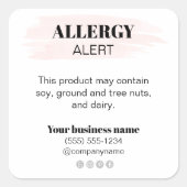 Allergie Waarschuwing Ingrediëntenlijst Zakelijk v Vierkante Sticker (Voorkant)
