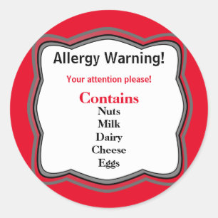 Allergie Waarschuwingsetiket Ronde Sticker
