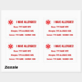 Allergie Waarschuwingsrood Sticker Label (Vel)