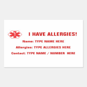 Allergie Waarschuwingsrood Sticker Label