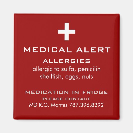 Allergieën Medisch alarm Magneet (Voorkant)