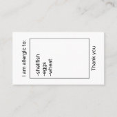 Allergiekaart Visitekaartje (Voorkant)