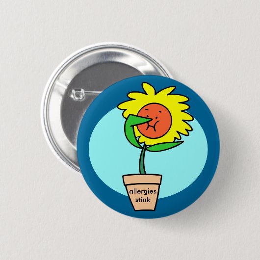 allergiestink, nieesbloem ronde button 5,7 cm (Voorkant /achterkant)