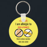 Allergisch voor Kinder pinda's en eieren Sleutelhanger<br><div class="desc">Allergisch voor pinda's en eieren Kinder gepersonaliseerd Sleutelhanger. Pas de naam van uw kind aan en laat anderen weten dat zij geen PEANUTS of EGGS kunnen eten. Groot NO EGG- en GEEN PEANUTS-symbool. Pas aan om uw telefoonaantal of contactinfo toe te voegen. Heldere gele achtergrond moet zeker worden opgemerkt. Pas...</div>