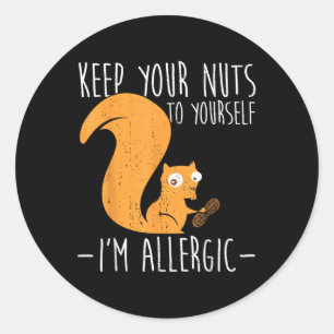 Allergisch voor noten I Eekhoorn Voedselallergie I Ronde Sticker