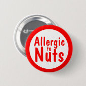 Allergisch voor noten ronde button 5,7 cm (Voorkant /achterkant)