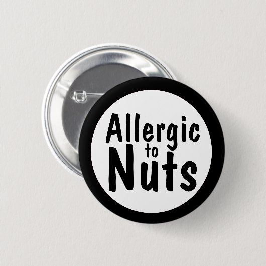 Allergisch voor noten ronde button 5,7 cm (Voorkant /achterkant)