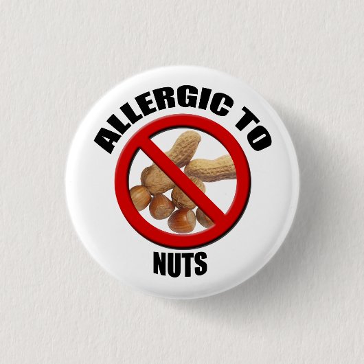 Allergisch voor Nuts Medical Alert Sml Button (Voorkant)