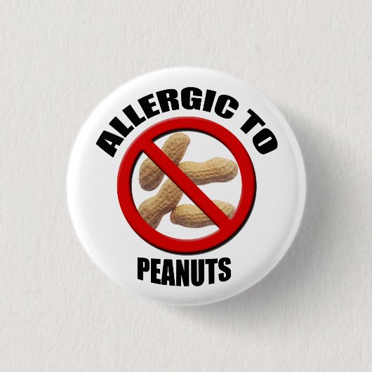 Allergisch voor Peanuts Medical Alert Sml Button (Voorkant)