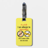 Allergisch voor Pinda's en Gepersonaliseerde het Bagagelabel (Achterkant verticaal)