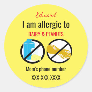 Allergisch voor pinda's en melkachtige Kinderen ge Ronde Sticker