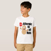 Allergisch voor pinda's Leuke Noten Allergie Kinde T-shirt (Voorkant volledig)