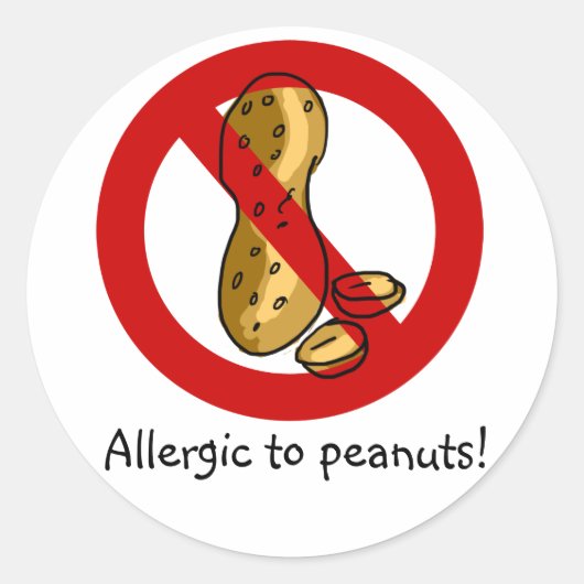 Allergisch voor pinda's stickers! ronde sticker (Voorkant)
