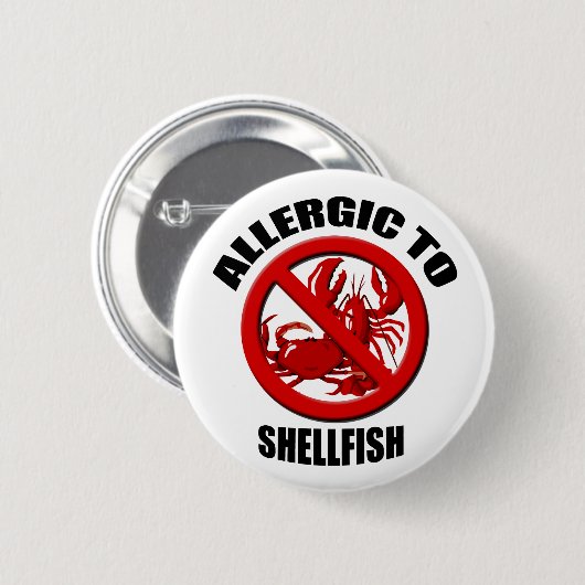 Allergisch voor Shellfish Medical Alert Std Button (Voorkant /achterkant)