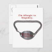 Allergisch voor Stompide Funny Alert Bracelet Humo Briefkaart (Voorkant / Achterkant)