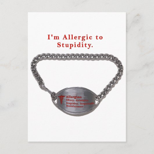 Allergisch voor Stompide Funny Alert Bracelet Humo Briefkaart (Voorkant)