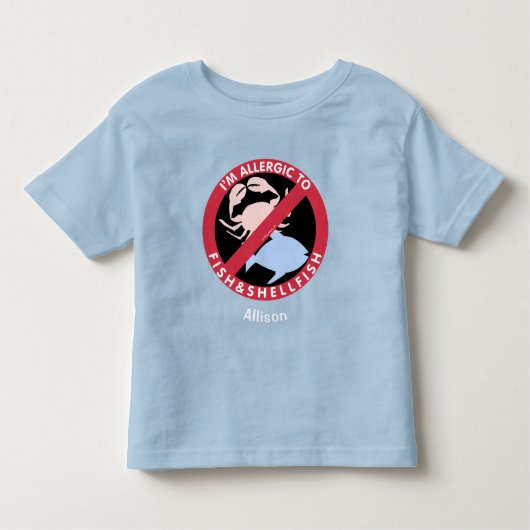 Allergisch voor visschelpdierallergie gepersonalis kinder shirts (Voorkant)