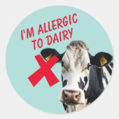 Allergisch voor zuivelintolerantie voedselallergie ronde sticker (Voorkant)