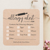 Allergy Alert Allergens Warning Kraft Rolling Pin Vierkante Sticker