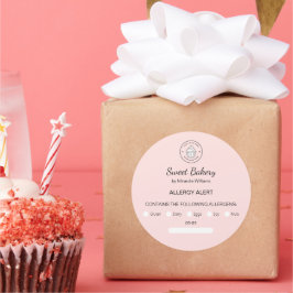Allergy Alert Bakery Custom Logo Pink Ronde Sticker