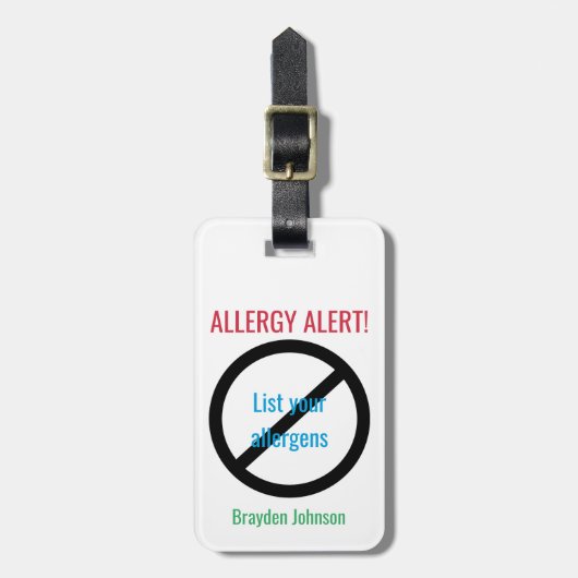 Allergy Alert Gepersonaliseerd Food Allergy Medica Bagagelabel (Voorkant verticaal)