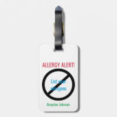 Allergy Alert Gepersonaliseerd Food Allergy Medica Bagagelabel (Achterkant verticaal)